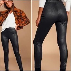 Free People Midnight Vegan Suede Skinny Pants Black X-Small NWT